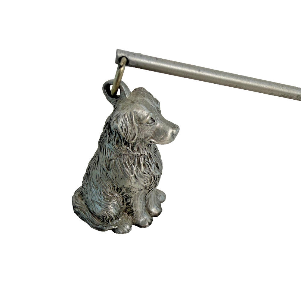 Vintage S & A Pewter Golden Retriever Candle Snuffer 10" x 2.5" Dog Lover Gift